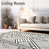 Pinstripe Maze Motif with Interlocking Chevron Bands(Black)