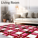 Plaid Gingham Grid with Vintage Ribbon and Festooned Berry Details(Red)