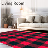 Gingham Checker Doormat Featuring Traditional Tartan(Red)