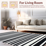 Absorbent Black and White Stripe for Patios(Black)