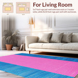 Ultra Soft Area Rug, Non Slip, Stain Resistant, Washable Area Rugs for Living Room, Bedroom, Distressed Floral Oushak(Blue)