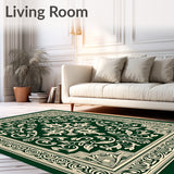 Vintage Damask Design with Flourishing Vine (Green)