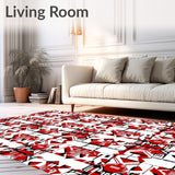 Festive Plaid Accent with Interlocking Square Motifs(Red)