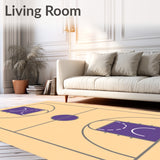 Basketball Court Beige Floor Purple Key Gray Lines(Beige)
