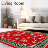 Festive Snowflake Holiday Celebration Pathway Textile Accent(Red)