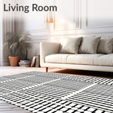 Horizontal Band Classic Floor Covering with Parallel Design(Black)