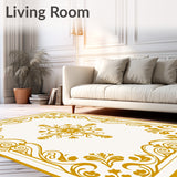 Blooming Botanical Garden Scrollwork Damask Transitional Swirl(Gold)