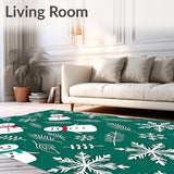 Whimsical Snowman and Pine Branches Semi Circle Design(Green)