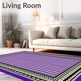 Boho Striped Tapestry with Interlocking Zigzag Borders(Purple)