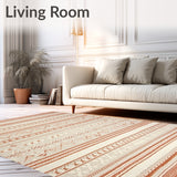 Diamond Weave Stripe Area with Rustic Farmhouse Charm in Neutral Tones(Red)