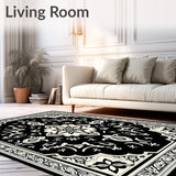 Tile Motif Slip Resistant Flooring with Adhesive Support (Black)