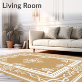 Traditional Ornate Floral Symmetrical Decorative Embellished (Beige)