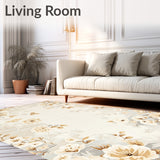 Stylish Tufted with Vibrant Floral Motifs in Neutral Shades(Beige)
