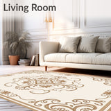 Classical Arabesque Damask Elegant Scroll Motif Artisan Design(Beige)