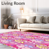 Modern Blossom Tapestry with Abstract Florals and Subtle Metallic Highlights(Pink)