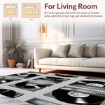 Ultra Soft Area Rug, Non Slip, Stain Resistant, Washable Area Rugs for Living Room, Bedroom, Retro Music Room Non-Slip Rug(Black) - ODIKA