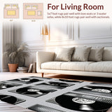 Ultra Soft Area Rug, Non Slip, Stain Resistant, Washable Area Rugs for Living Room, Bedroom, Retro Music Room Non-Slip Rug(Black) - ODIKA