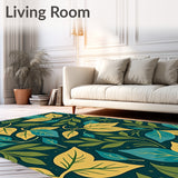 Abstract Jungle Foliage Motif with Interlocking Leaf Shapes(Yellow)