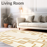 Beige Hued Area Modern Geometric Design(Beige)