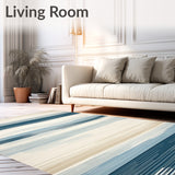 Coastal Stripe Collection Bath Absorbent Non Slip Base(Beige)
