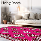 Classic Damask With Filigree Border And Stylized Leaf(Pink)