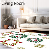 Festive Holly Berry Wreath Area with Snowflake Accents(Green)