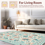 Aqua Bloom Floral Tile with Peach Highlights(Beige)