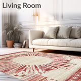 Boho Sunburst Round Beige/Burgundy(Red)