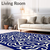 Elegant Swirl Medallion Trellis Abstract Vintage Contemporary (Blue)