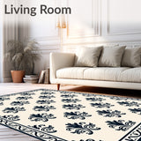 Farmhouse Damask Waterproof Indoor with Scrollwork Details(Beige)