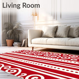 Elegant Cane Stripe Yuletide Accent with Festive Swirls(Red)