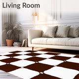 Checkerboard Motif Floor Covering Farmstead Fall Seasonal(Brown)
