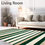Contemporary Striped Area in Rich Beige and Emerald Green Tones(Green)