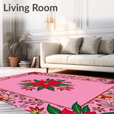 Seasonal Decorative Floor Covering with Poinsettia Floral Arrangements(Pink)