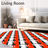 Classic Tartan Featuring Layered Orange Lines and Crisp Grid(Red)