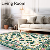 Boho Floral Bath for Shower Absorbent Mat with Rubber Backing(Ivory)