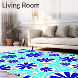 Artistic Floral Burst with Dynamic Swirl (Blue)