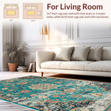 Ultra Soft Area Rug, Non Slip, Stain Resistant, Washable Area Rugs for Living Room, Bedroom, Boho Chic Dark Green Living Room Rug(Blue)