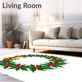 Holly Berry Wreath Seasonal Celebration Floor Covering(Green)