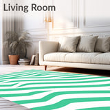 Chevron Striped Shag with Zigzag Design(White)