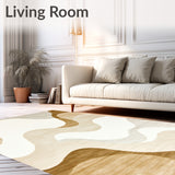Abstract Waves Area for Home Decor Artistic Swirl Design(Beige)