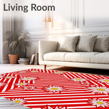 Cane Stripe with Poinsettia Blossom Details(Red)