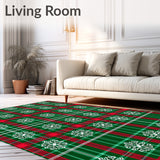 Festive Snowflake Plaid Holiday Pathway Accent(Green)