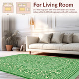 Ultra Soft Area Rug, Non Slip, Stain Resistant, Washable Area Rugs for Living Room, Bedroom, Vintage Farmhouse Washable(Green)