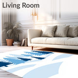 Winter Scene Landscape Doormat featuring Frosted Trees and Snow Drifts(Blue)