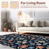 Ultra Soft Area Rug, Non Slip, Stain Resistant, Washable Area Rugs for Living Room, Bedroom, Nature-Inspired Insect Kitchen Washable Area Carpet(Black)