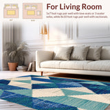 Ultra Soft Area Rug, Non Slip, Stain Resistant, Washable Area Rugs for Living Room, Bedroom, Ocean Beach Waves Polyester(Blue)