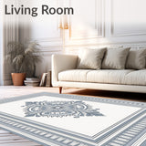 Ornate Medallion Motif with Architectural Border Detailing (Blue)