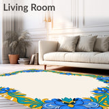 Graceful Petal Symphony Surrounded By Harmonious Edge Detailing(Blue)