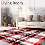 Tartan Holiday Check With Interlocking Festive Stripes Design(Red)